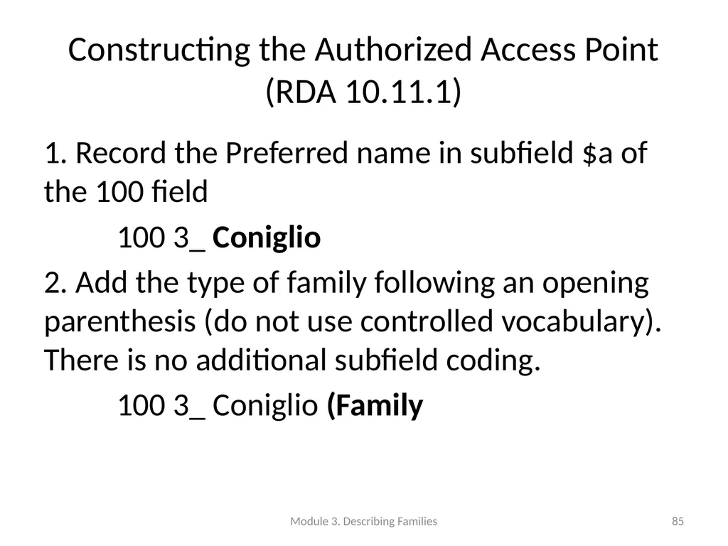 Describing Families Module 3 Module 3. Describing - slide 85 of 103