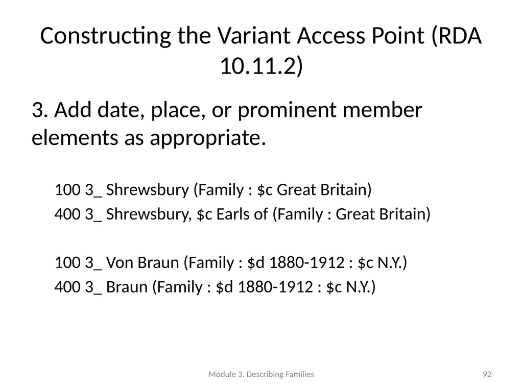 Describing Families Module 3 Module 3. Describing - slide 92 of 103