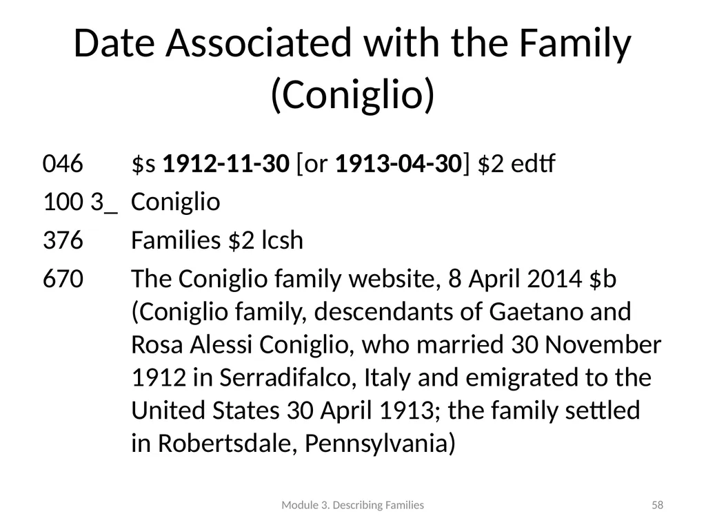 Describing Families Module 3 Module 3. Describing - slide 58 of 103