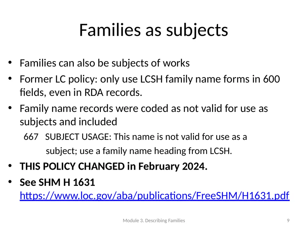 Describing Families Module 3 Module 3. Describing - slide 9 of 103