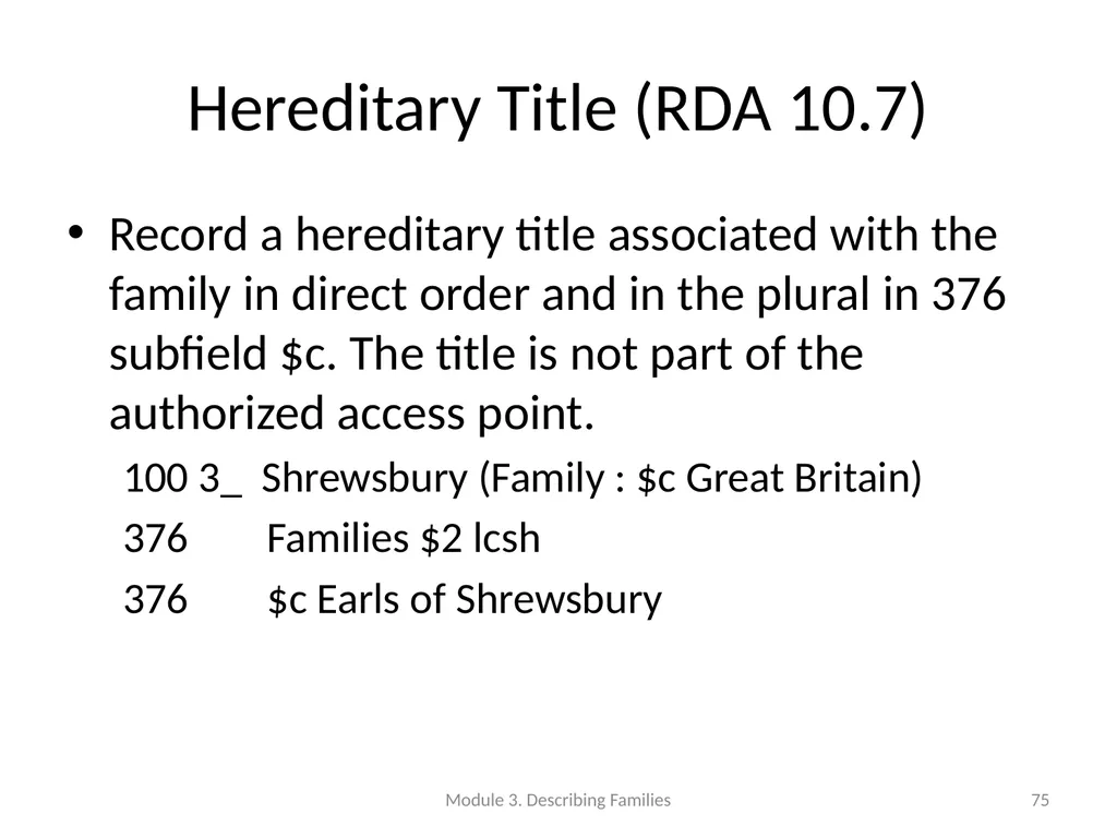 Describing Families Module 3 Module 3. Describing - slide 75 of 103