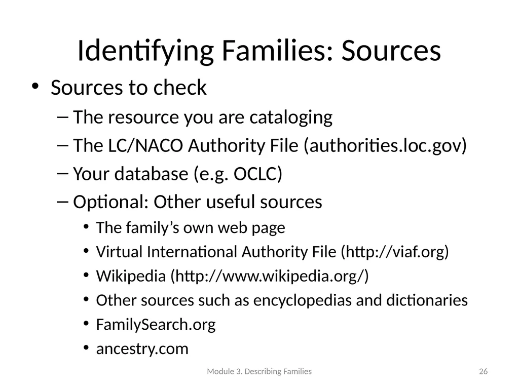 Describing Families Module 3 Module 3. Describing - slide 26 of 103