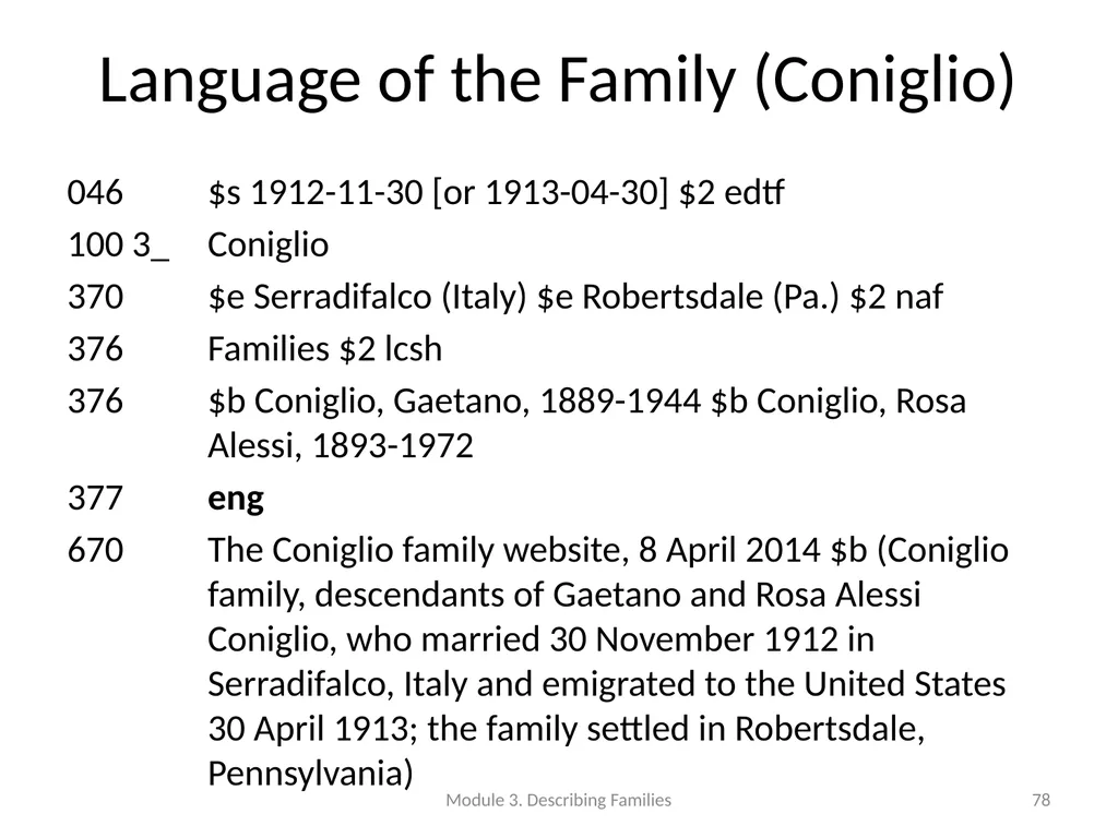 Describing Families Module 3 Module 3. Describing - slide 78 of 103