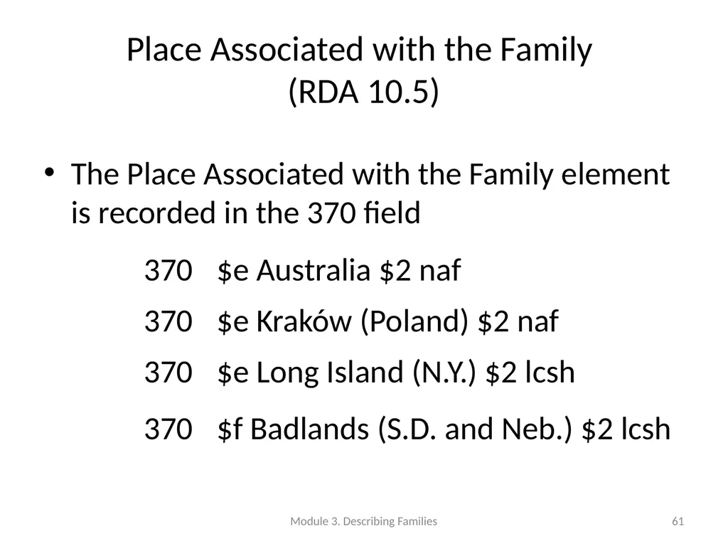 Describing Families Module 3 Module 3. Describing - slide 61 of 103