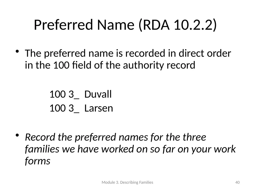 Describing Families Module 3 Module 3. Describing - slide 40 of 103