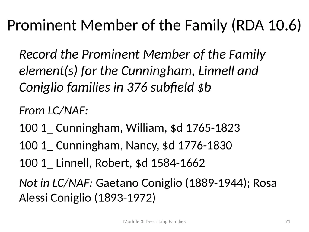 Describing Families Module 3 Module 3. Describing - slide 71 of 103