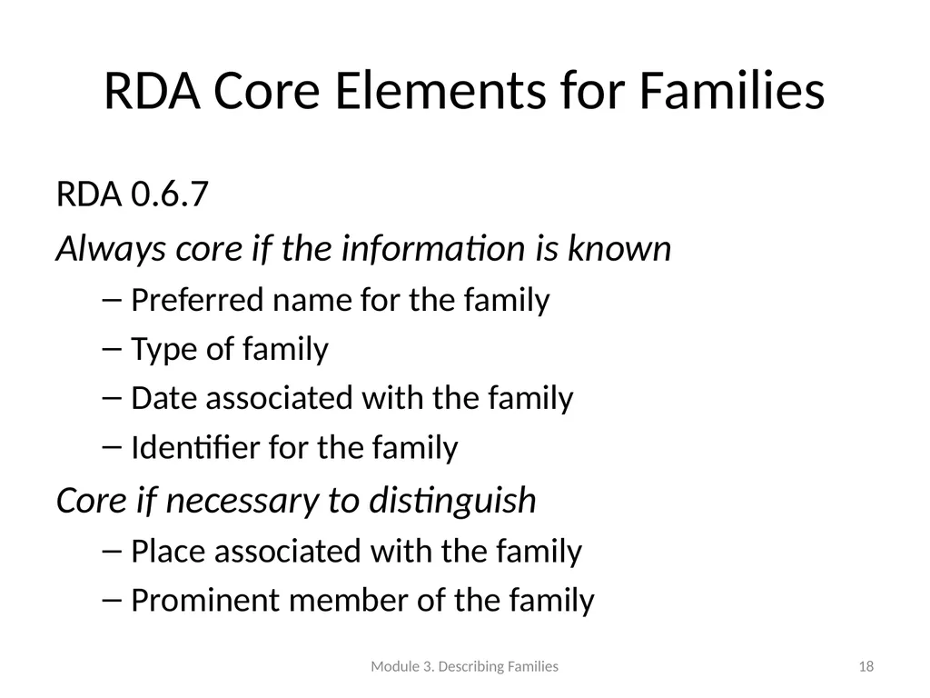 Describing Families Module 3 Module 3. Describing - slide 18 of 103