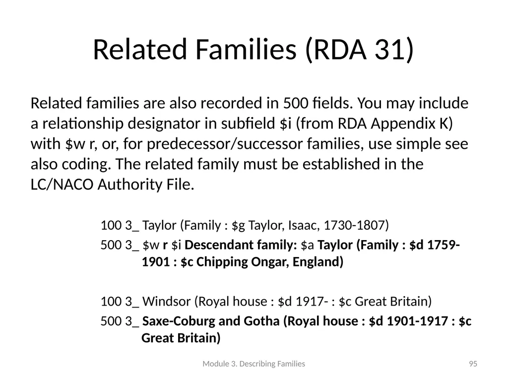 Describing Families Module 3 Module 3. Describing - slide 95 of 103
