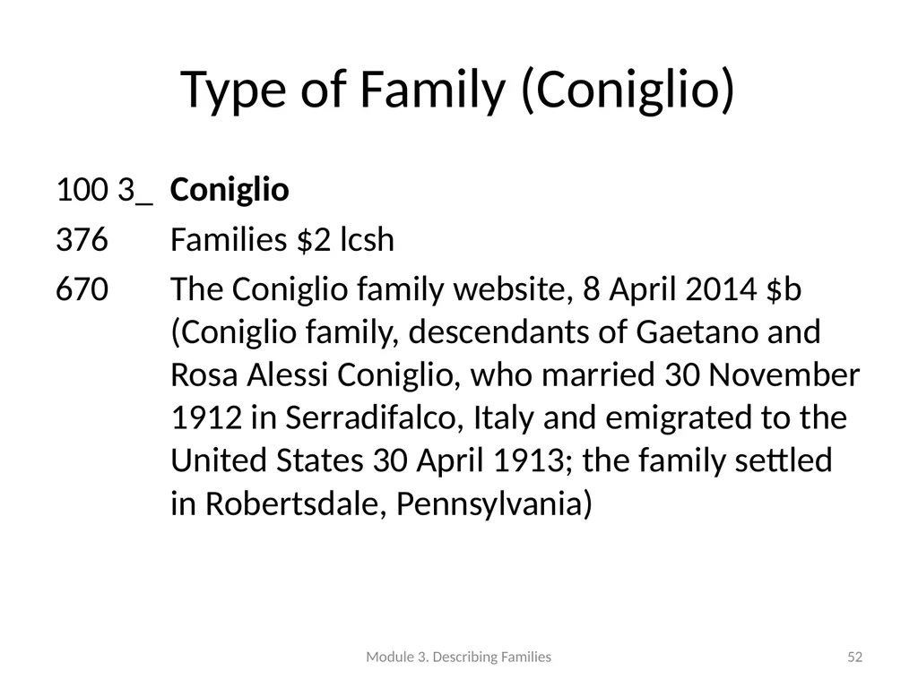 Describing Families Module 3 Module 3. Describing - slide 52 of 103