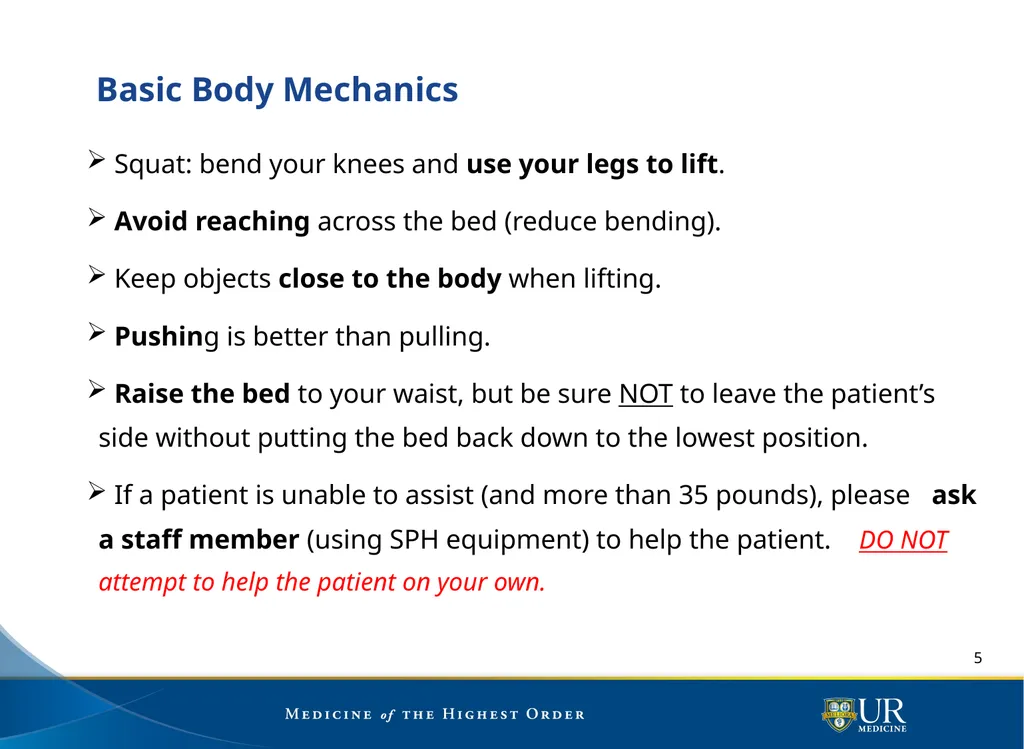 Safe Patient Handling & Mobility Education - slide 5 of 9