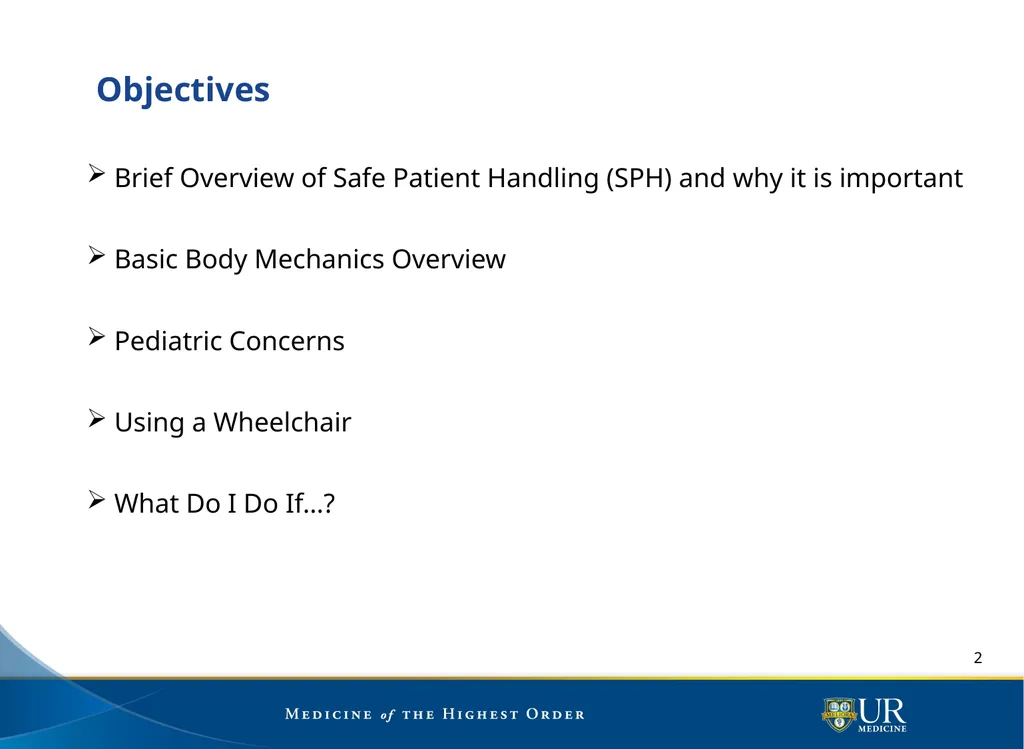 Safe Patient Handling & Mobility Education - slide 2 of 9