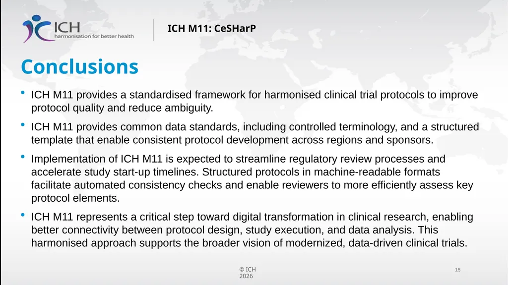 ICH M11: Clinical electronic Structured Harmonised - slide 15 of 16