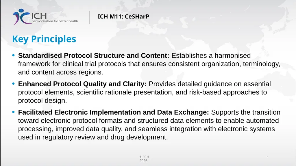 ICH M11: Clinical electronic Structured Harmonised - slide 5 of 16