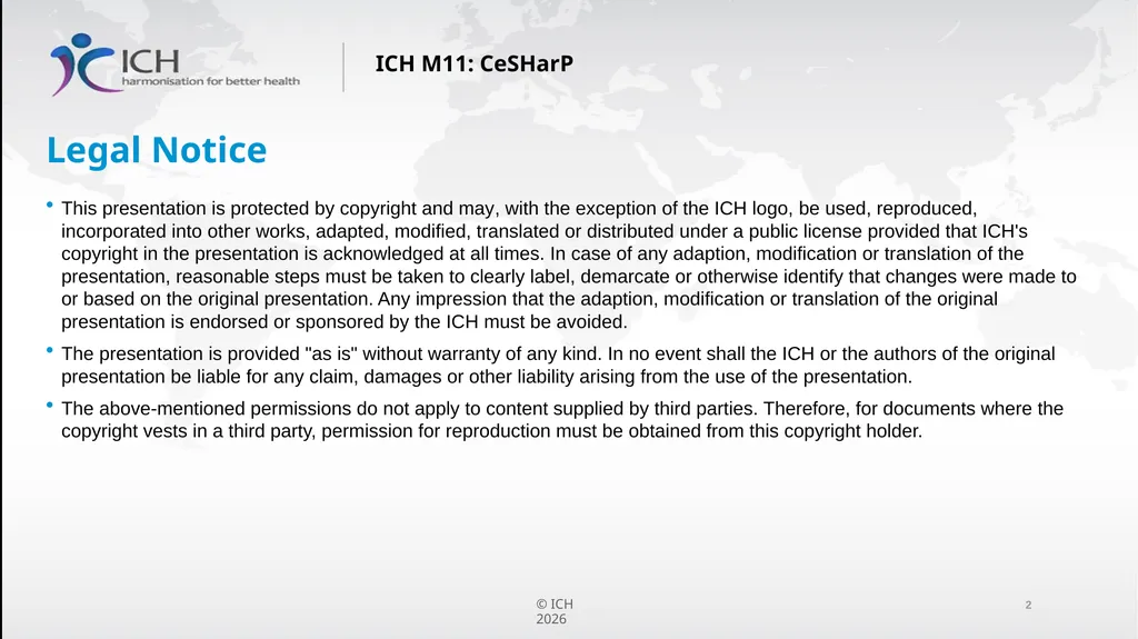 ICH M11: Clinical electronic Structured Harmonised - slide 2 of 16