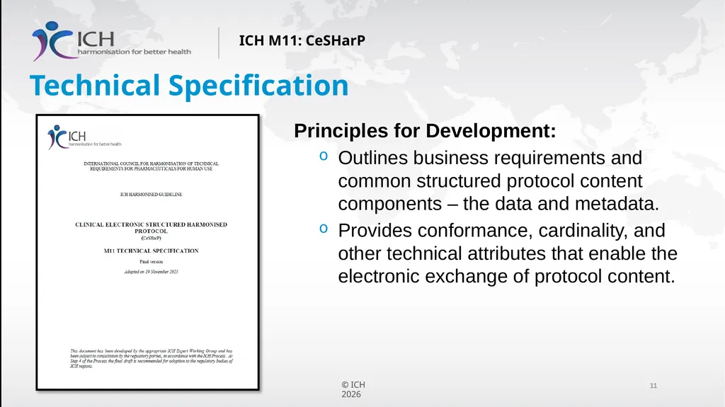 ICH M11: Clinical electronic Structured Harmonised - slide 11 of 16