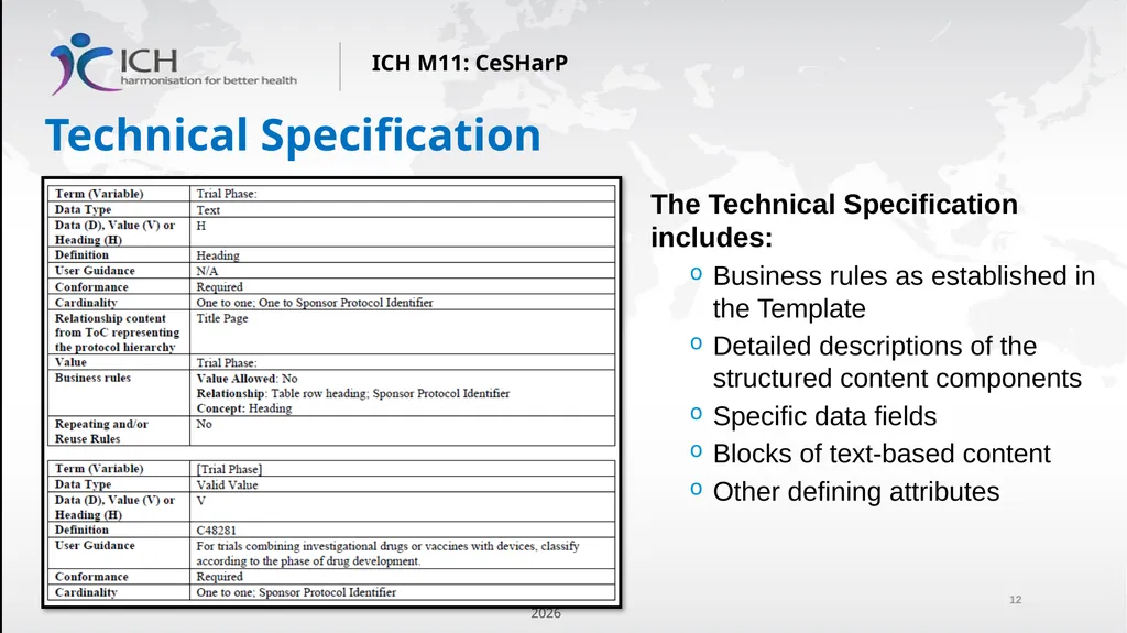 ICH M11: Clinical electronic Structured Harmonised - slide 12 of 16