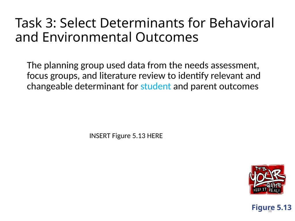 Intervention Mapping Step 2: Program Outcomes and - slide 38 of 45