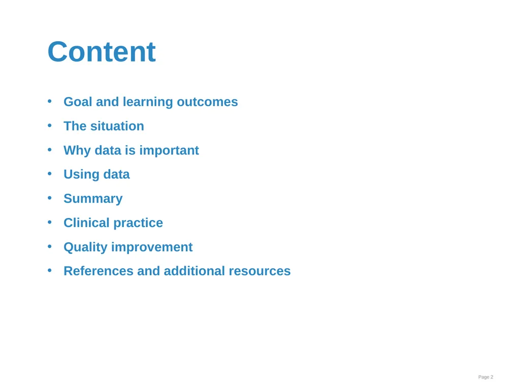 Data collection and use Goal and learning outcomes - slide 2 of 42