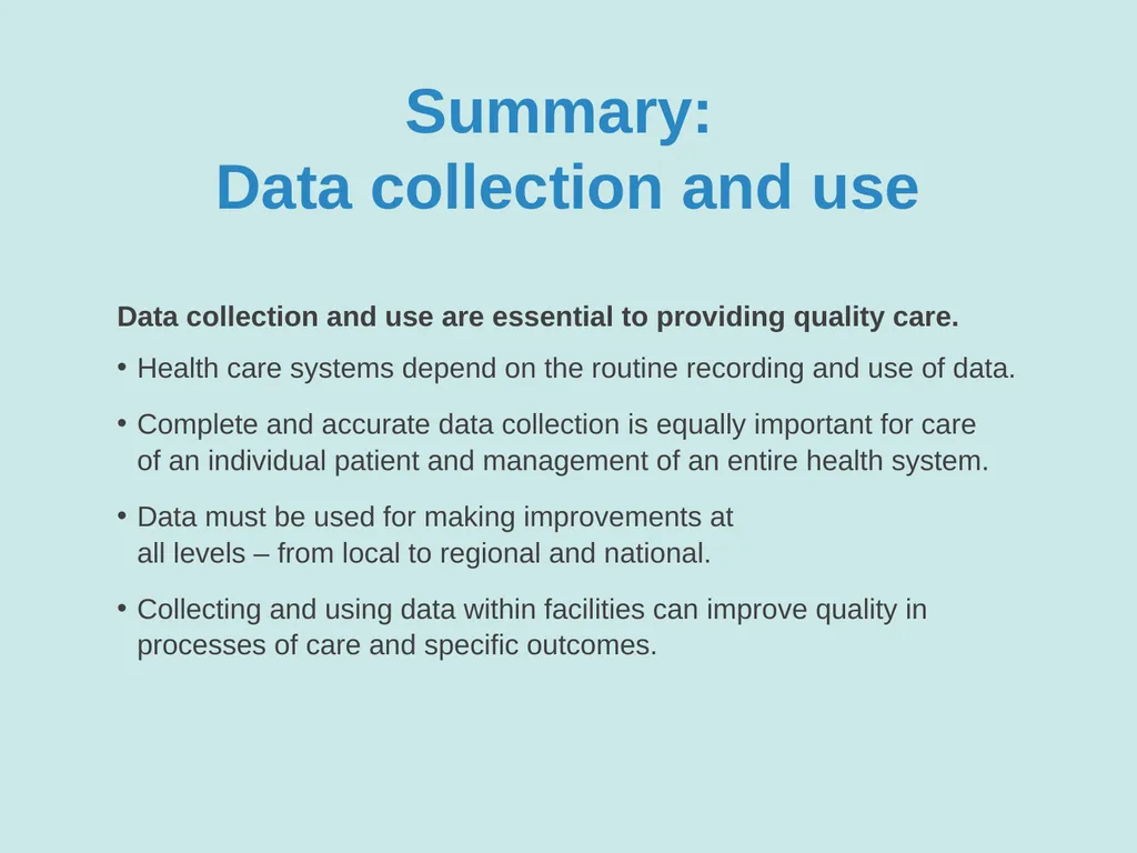 Data collection and use Goal and learning outcomes - slide 36 of 42