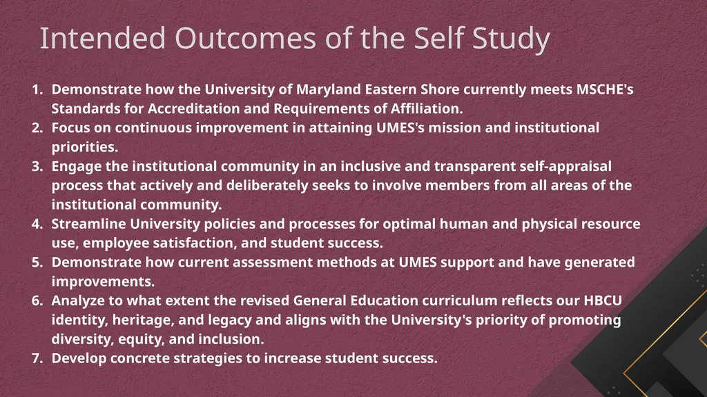 01 02 - UMES Middle States Self-Study Update - slide 11 of 20