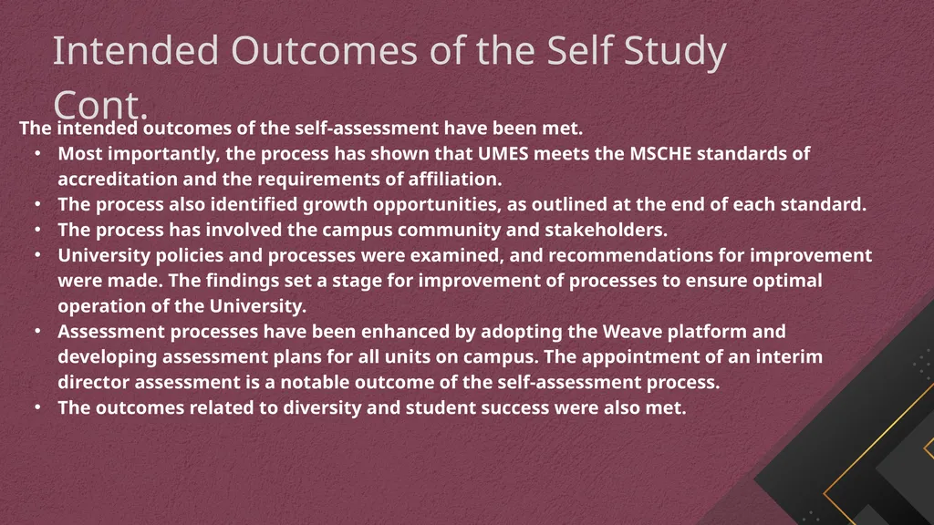01 02 - UMES Middle States Self-Study Update - slide 12 of 20