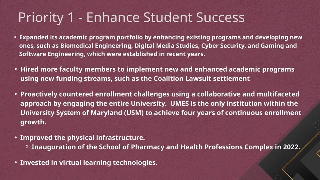 01 02 - UMES Middle States Self-Study Update - slide 8 of 20