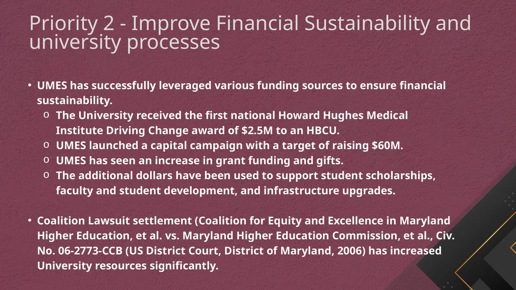 01 02 - UMES Middle States Self-Study Update - slide 9 of 20