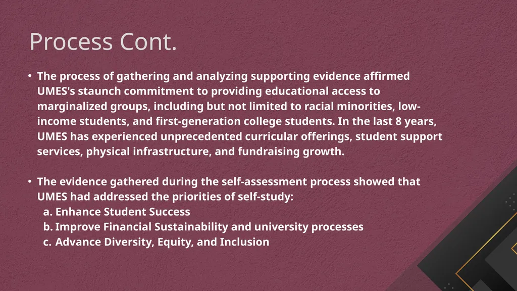 01 02 - UMES Middle States Self-Study Update - slide 7 of 20