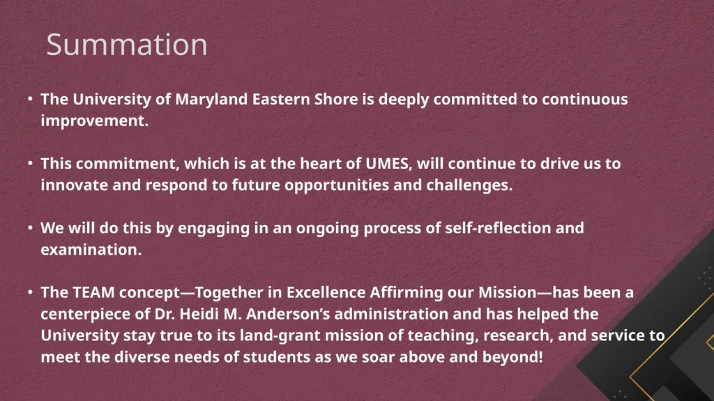 01 02 - UMES Middle States Self-Study Update - slide 13 of 20