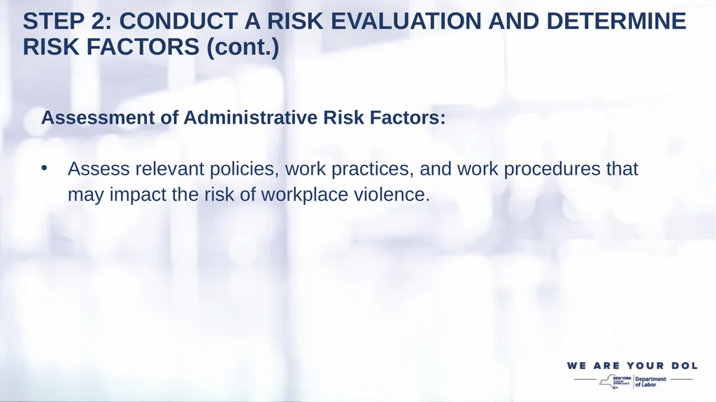 WORKPLACE VIOLENCE PREVENTION REGULATIONS EMPLOYER - slide 6 of 22