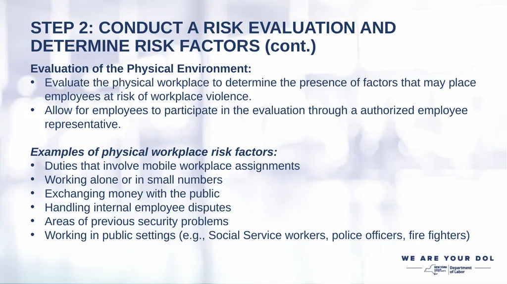 WORKPLACE VIOLENCE PREVENTION REGULATIONS EMPLOYER - slide 7 of 22