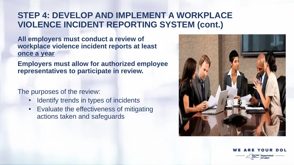 WORKPLACE VIOLENCE PREVENTION REGULATIONS EMPLOYER - slide 14 of 22
