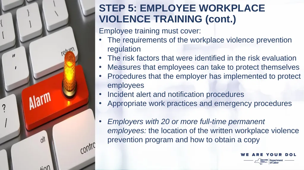 WORKPLACE VIOLENCE PREVENTION REGULATIONS EMPLOYER - slide 16 of 22