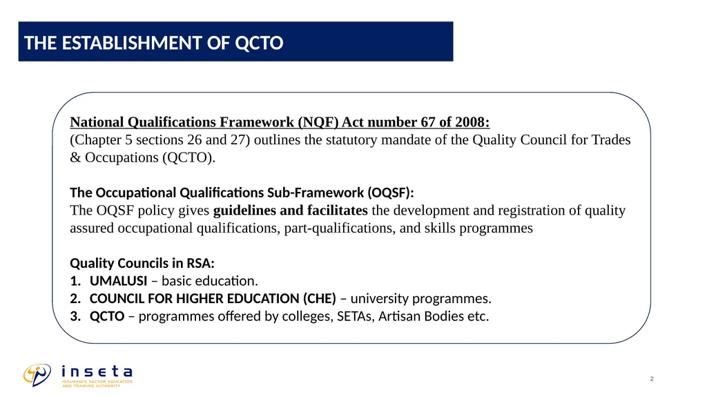 TRANSITIONAL ARRANGEMENTS: OCCUPATIONAL - slide 2 of 12