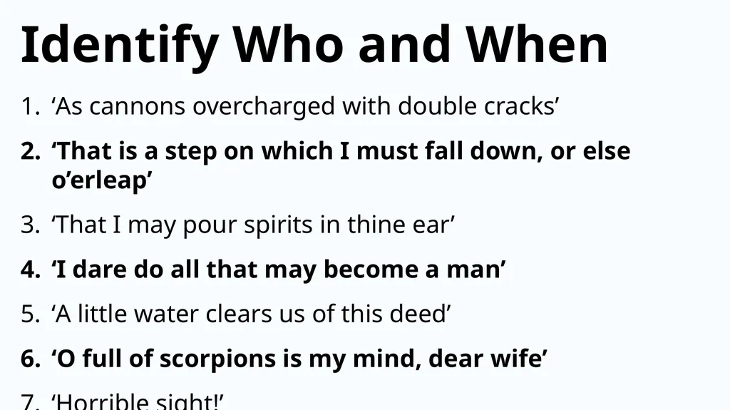 Mixed Starters on Macbeth Write Down What You Know - slide 12 of 17