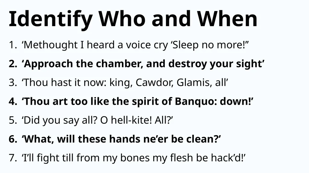 Mixed Starters on Macbeth Write Down What You Know - slide 11 of 17