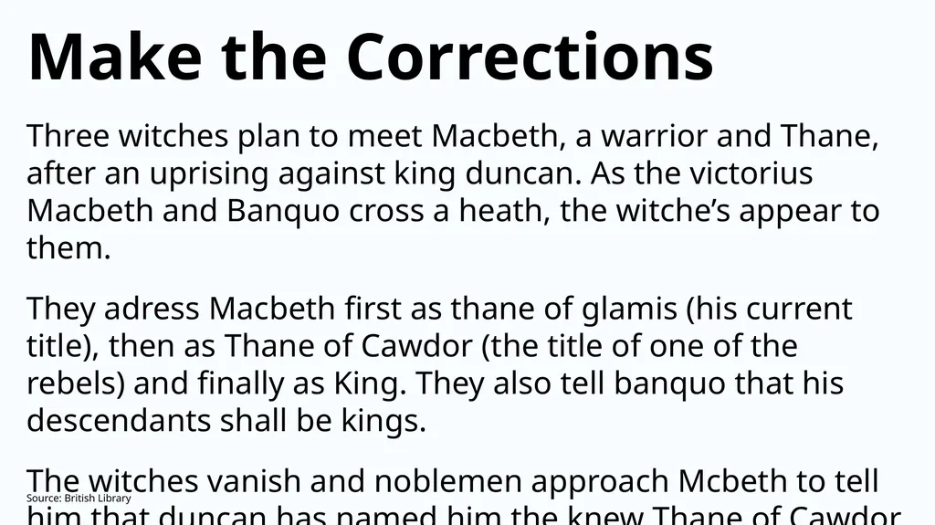 Mixed Starters on Macbeth Write Down What You Know - slide 5 of 17