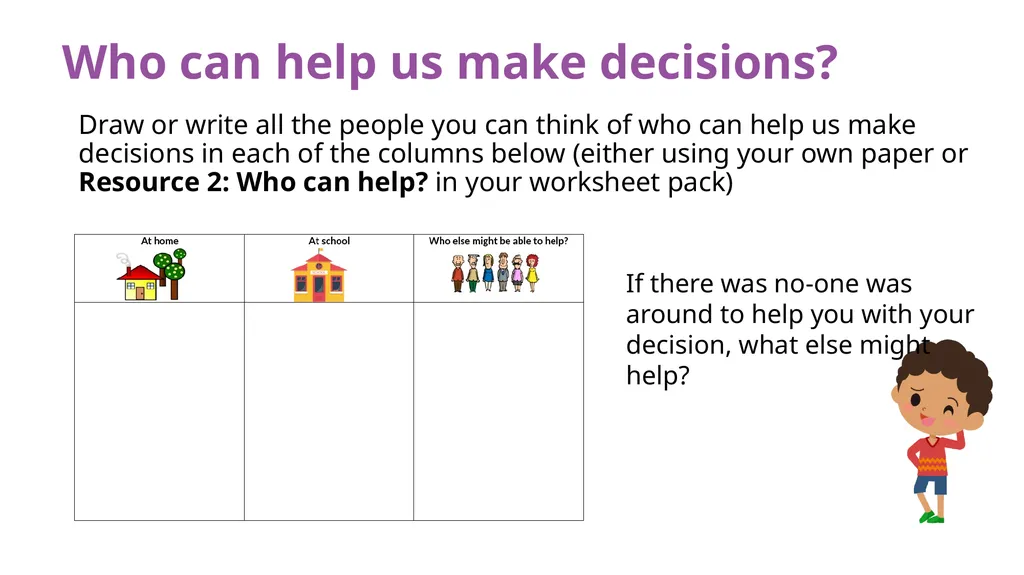 KS1 Home learning: Making decisions Play this - slide 5 of 10