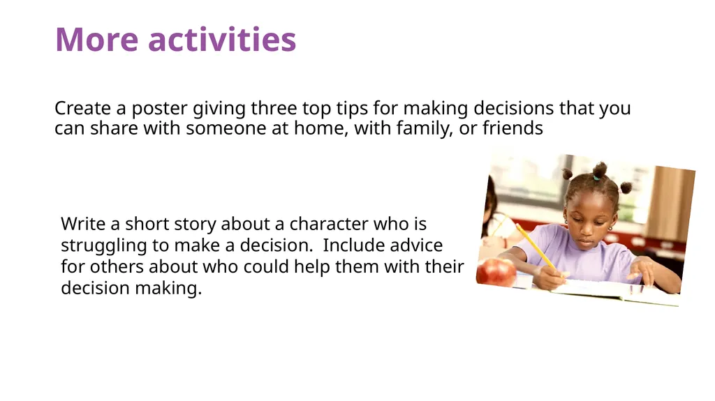 KS1 Home learning: Making decisions Play this - slide 10 of 10