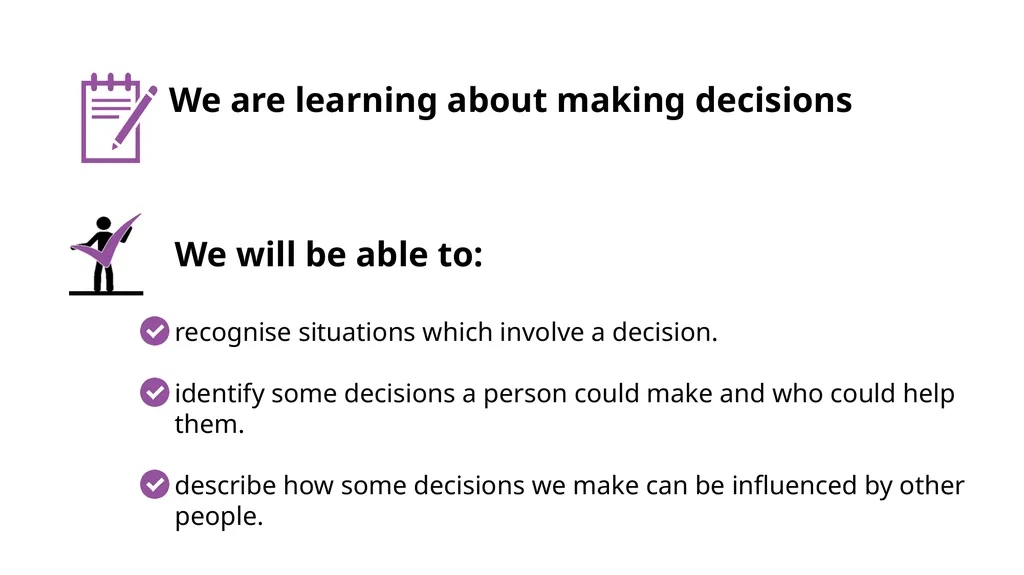 KS1 Home learning: Making decisions Play this - slide 2 of 10