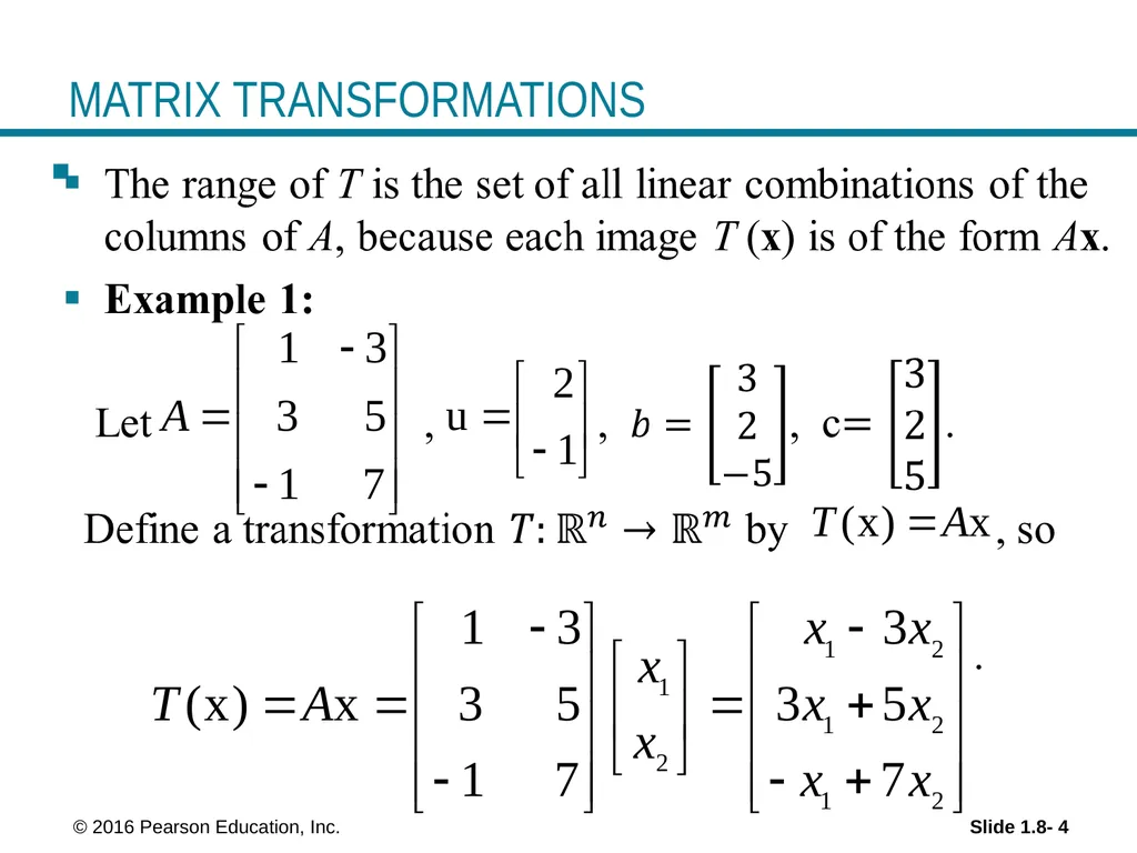 © 2016 Pearson Education, Inc. Linear Equations in - slide 4 of 16