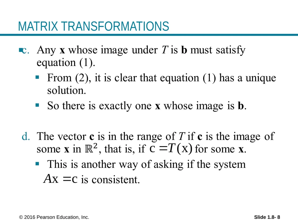 © 2016 Pearson Education, Inc. Linear Equations in - slide 8 of 16