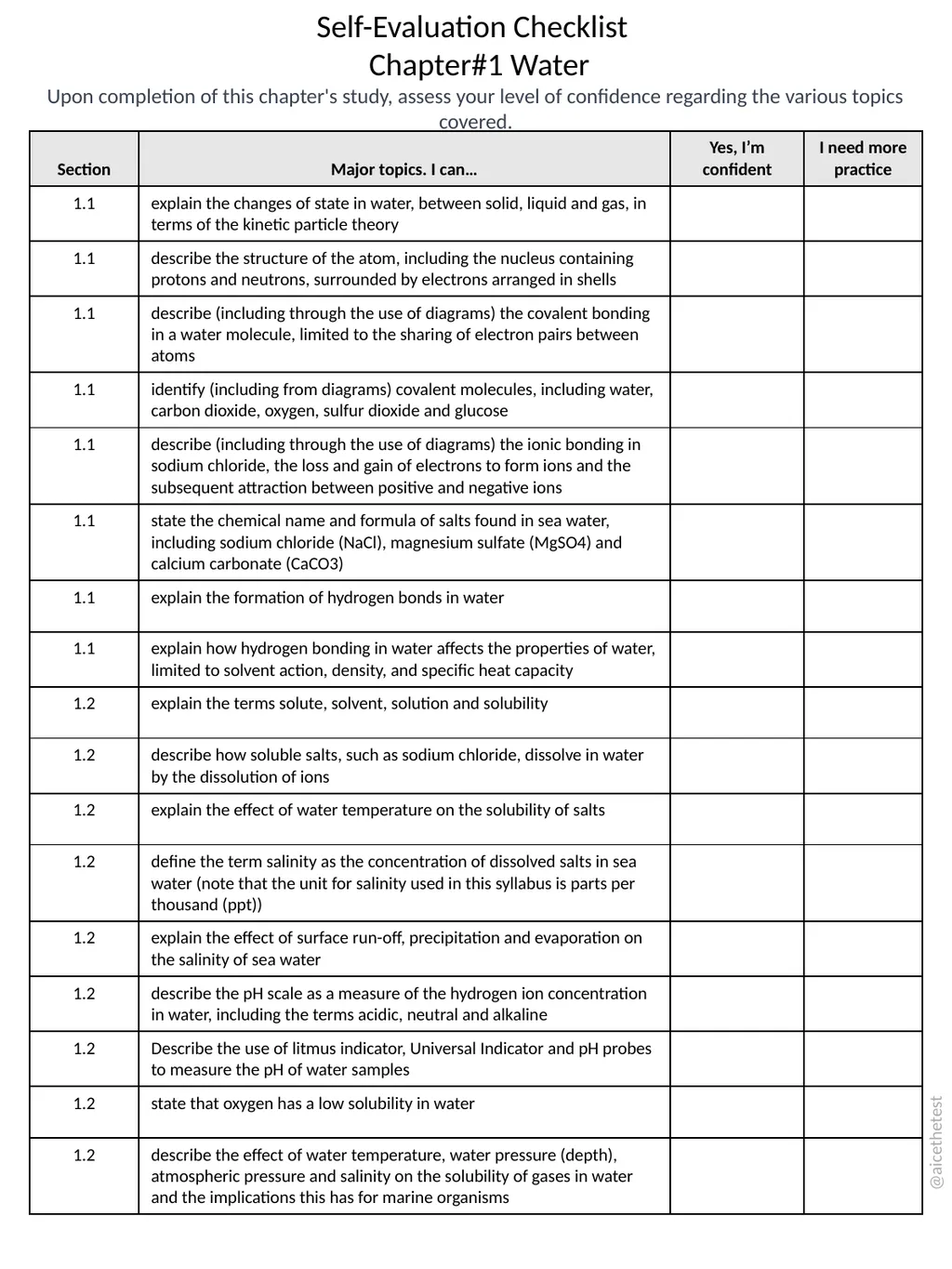 AICE Marine Science AS Chapter#1 Water – Study - slide 6 of 8