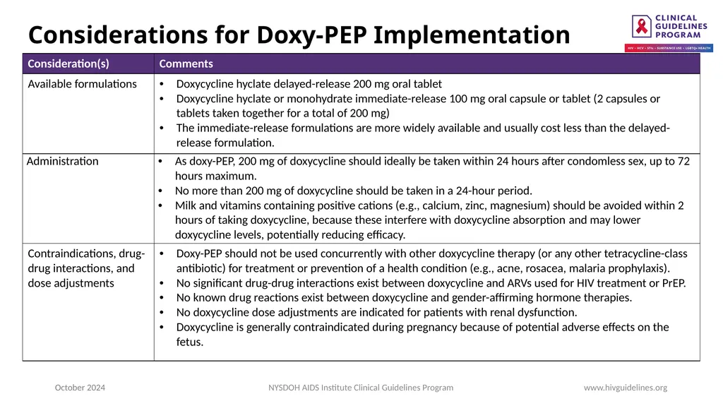 Doxycycline Post-Exposure Prophylaxis to Prevent - slide 6 of 10
