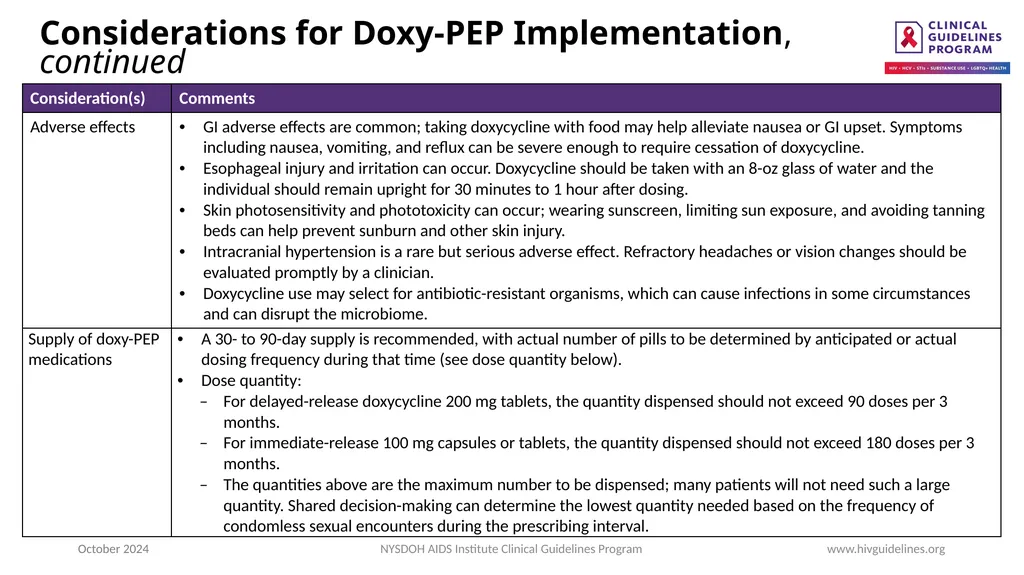 Doxycycline Post-Exposure Prophylaxis to Prevent - slide 7 of 10