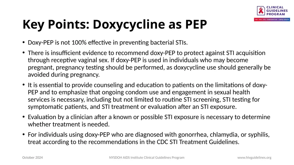 Doxycycline Post-Exposure Prophylaxis to Prevent - slide 5 of 10