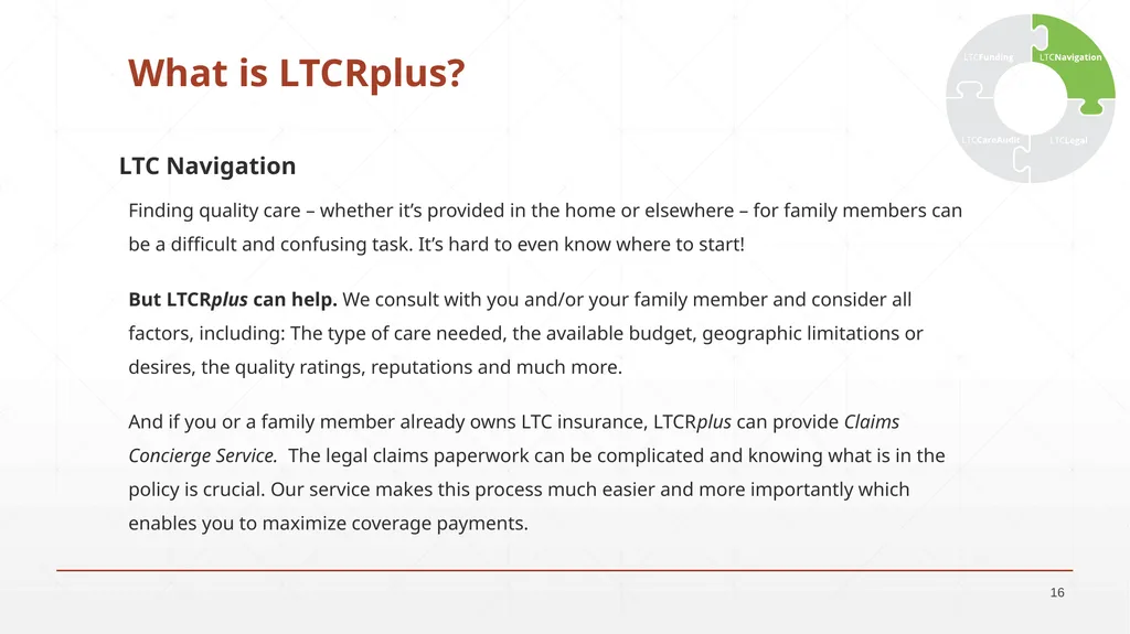 Group Long-Term Care Benefit Program A family - slide 16 of 19