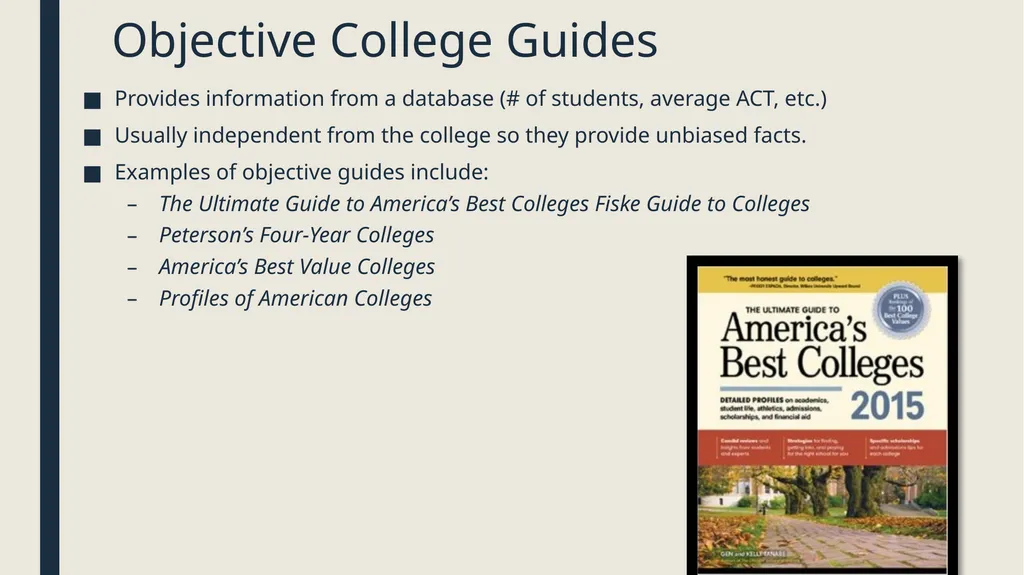 College Search and Selection The Basics for - slide 4 of 20
