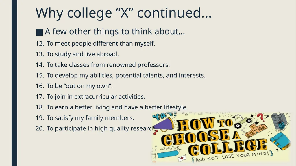 College Search and Selection The Basics for - slide 7 of 20