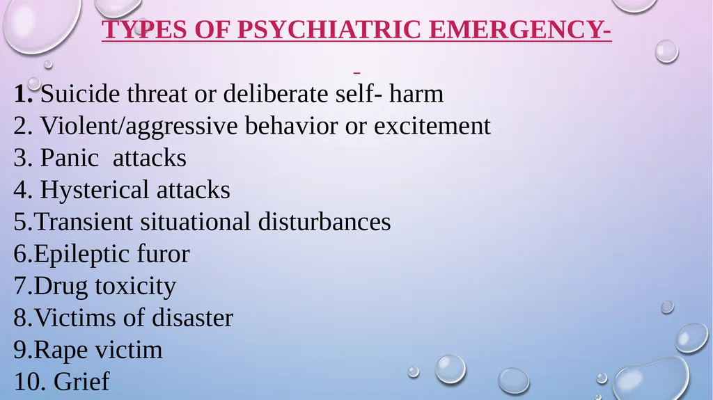 TOPIC ON :- PSYCHIATRIC EMERGENCY PRESENTED BY :- - slide 4 of 15